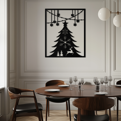 Christmas Tree Metal Wall Art – Elegant Holiday Silhouette Décor- KAF380 - Tampa Home & Garden Store