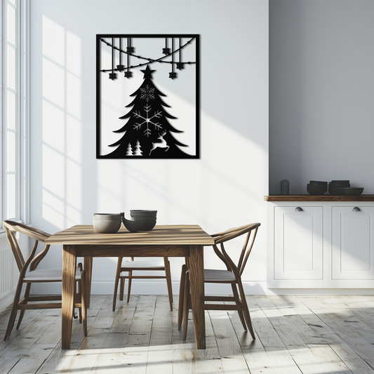 Christmas Tree Metal Wall Art – Elegant Holiday Silhouette Décor- KAF380 - Tampa Home & Garden Store