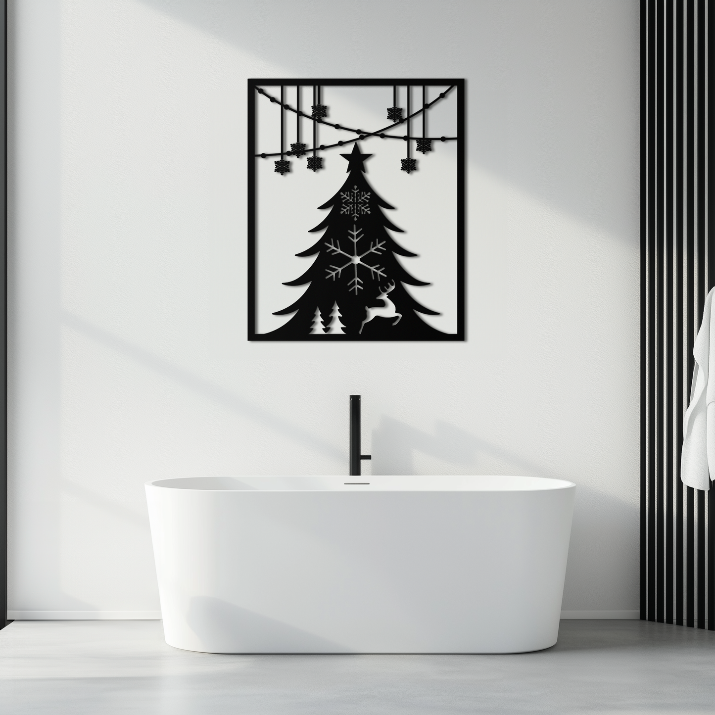 Christmas Tree Metal Wall Art – Elegant Holiday Silhouette Décor- KAF380 - Tampa Home & Garden Store