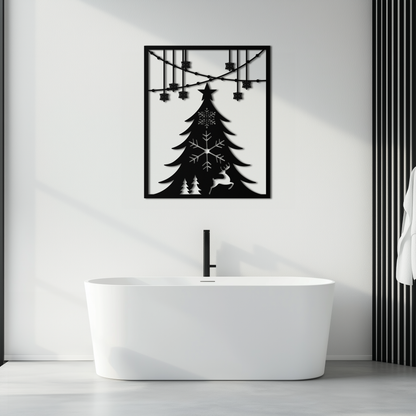 Christmas Tree Metal Wall Art – Elegant Holiday Silhouette Décor- KAF380 - Tampa Home & Garden Store
