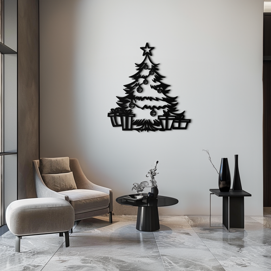 Christmas Tree Metal Wall Art - Festive Holiday Decor with Gifts- KAF298 - Tampa Home & Garden Store