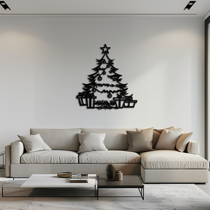 Christmas Tree Metal Wall Art - Festive Holiday Decor with Gifts- KAF298 - Tampa Home & Garden Store