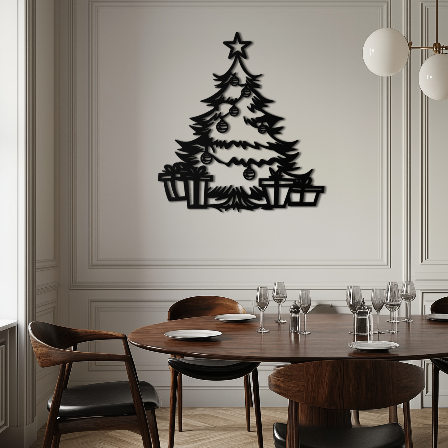 Christmas Tree Metal Wall Art - Festive Holiday Decor with Gifts- KAF298 - Tampa Home & Garden Store