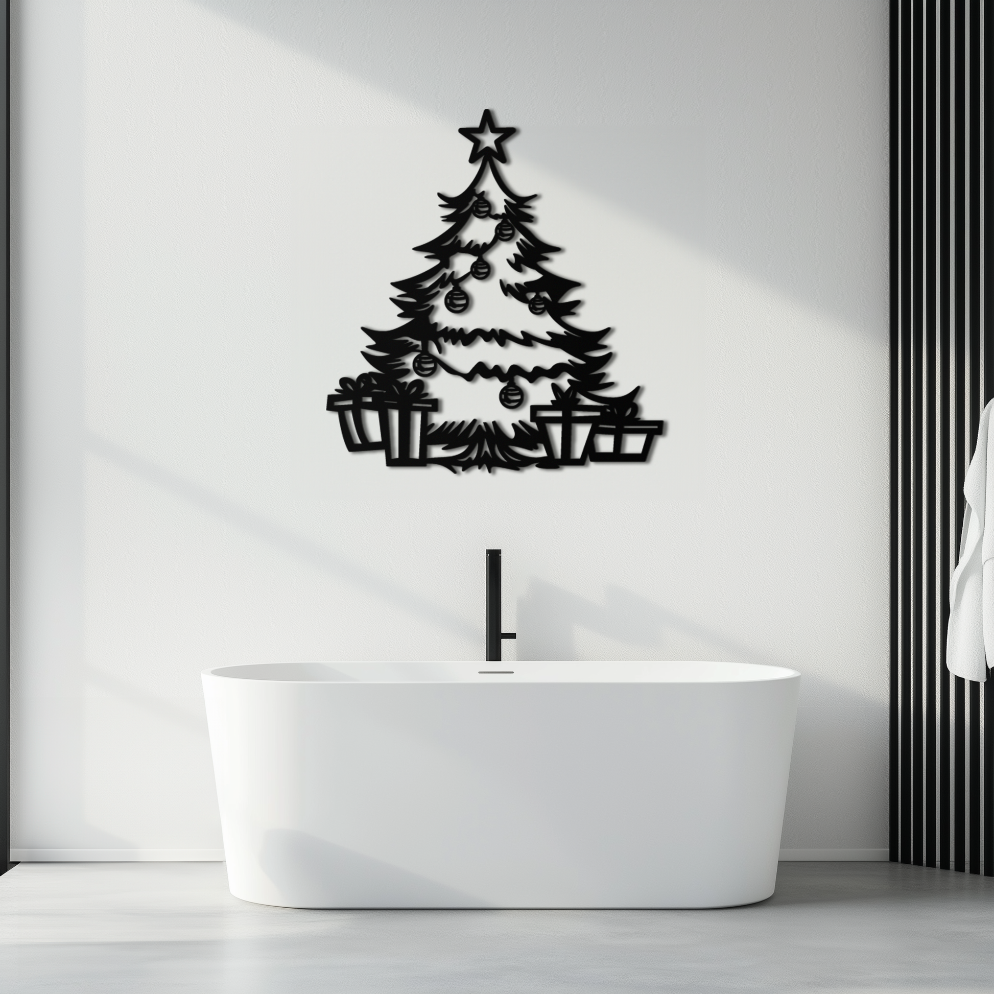 Christmas Tree Metal Wall Art - Festive Holiday Decor with Gifts- KAF298 - Tampa Home & Garden Store