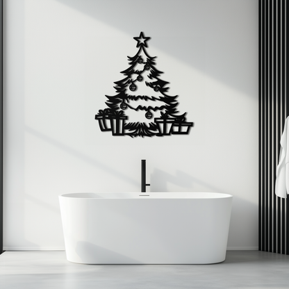 Christmas Tree Metal Wall Art - Festive Holiday Decor with Gifts- KAF298 - Tampa Home & Garden Store