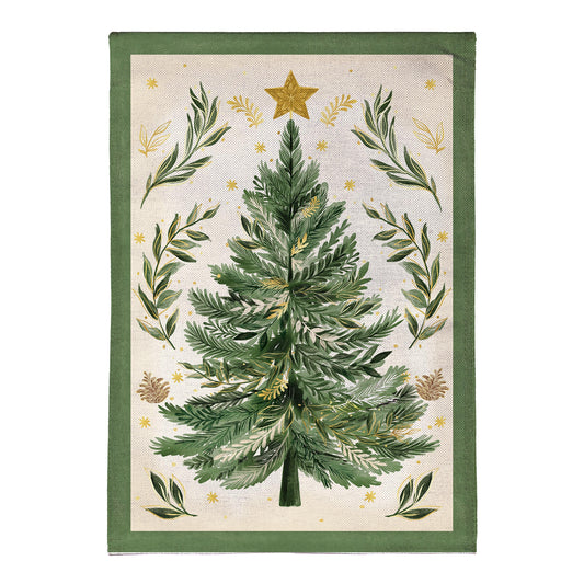 Christmas Tree With Acorn Burlap Garden Flag - Tampa Home & Garden Store