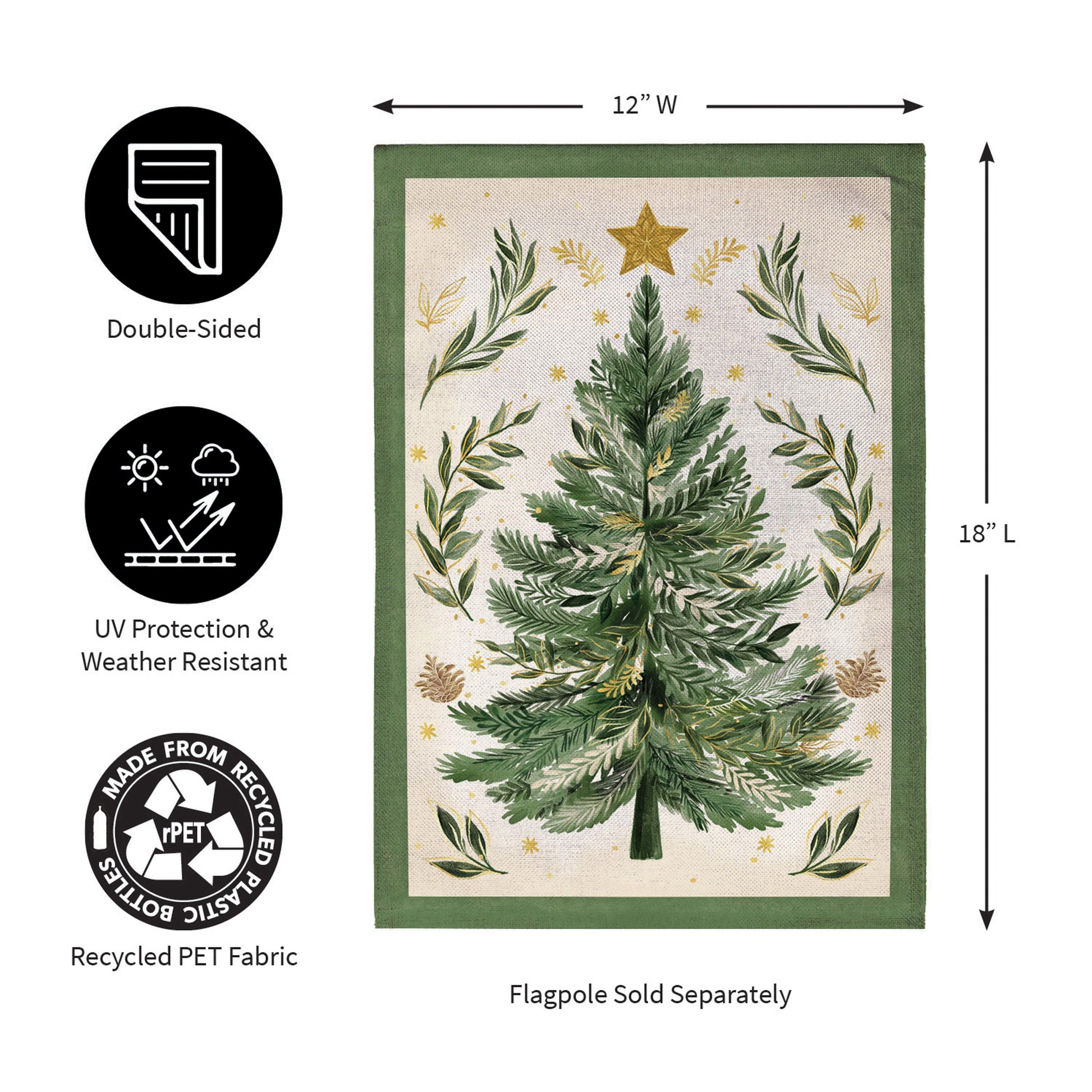 Christmas Tree With Acorn Burlap Garden Flag - Tampa Home & Garden Store