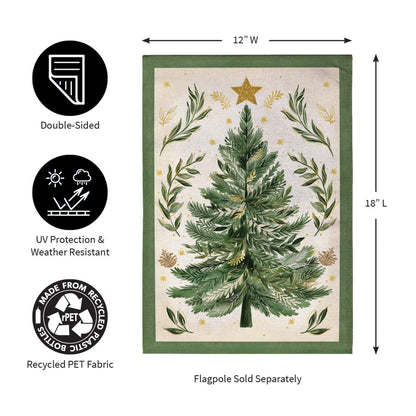 Christmas Tree With Acorn Burlap Garden Flag - Tampa Home & Garden Store