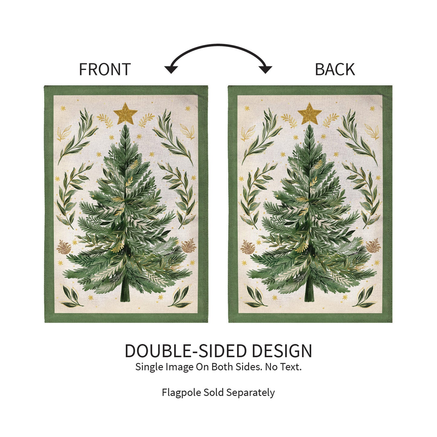 Christmas Tree With Acorn Burlap Garden Flag - Tampa Home & Garden Store