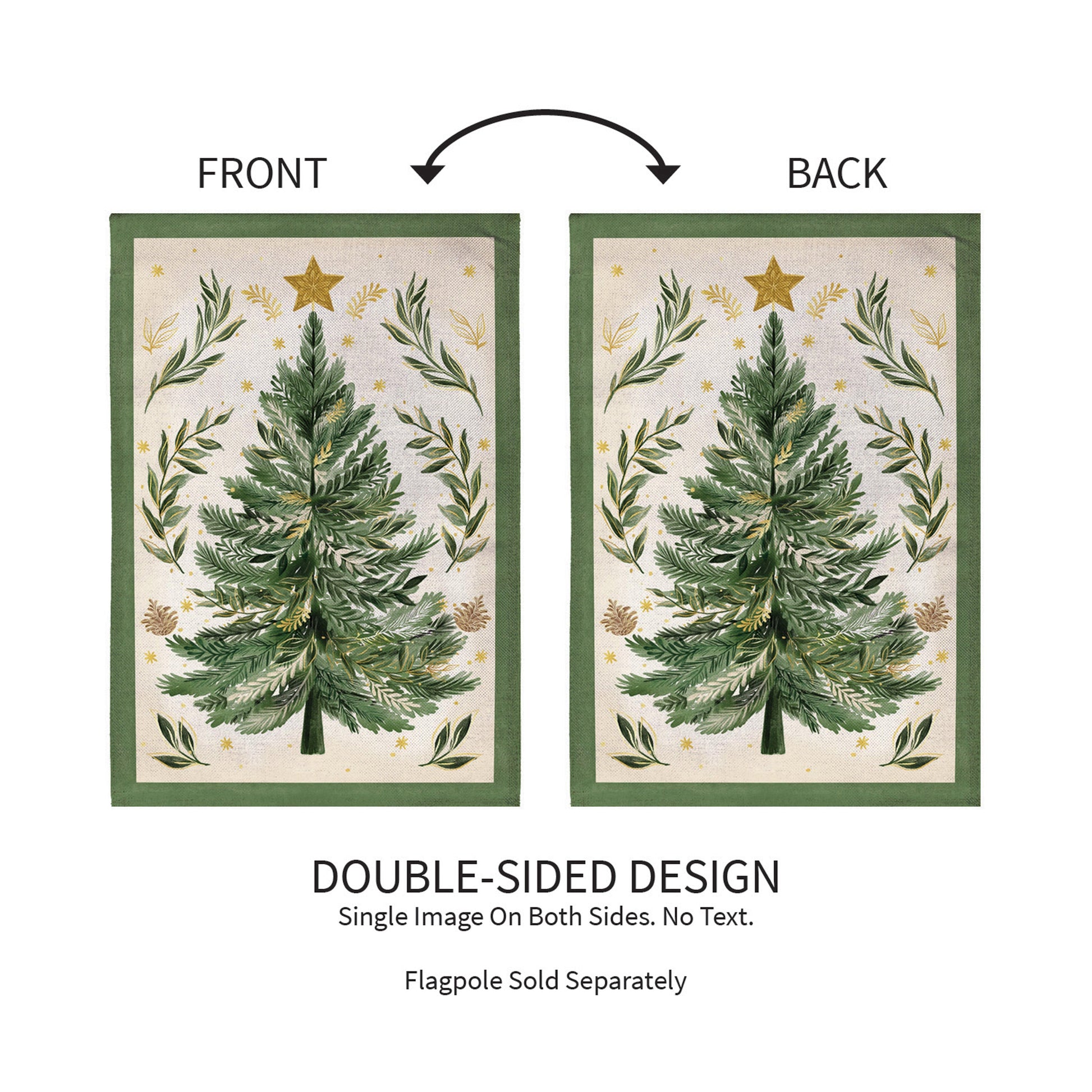 Christmas Tree With Acorn Burlap Garden Flag - Tampa Home & Garden Store