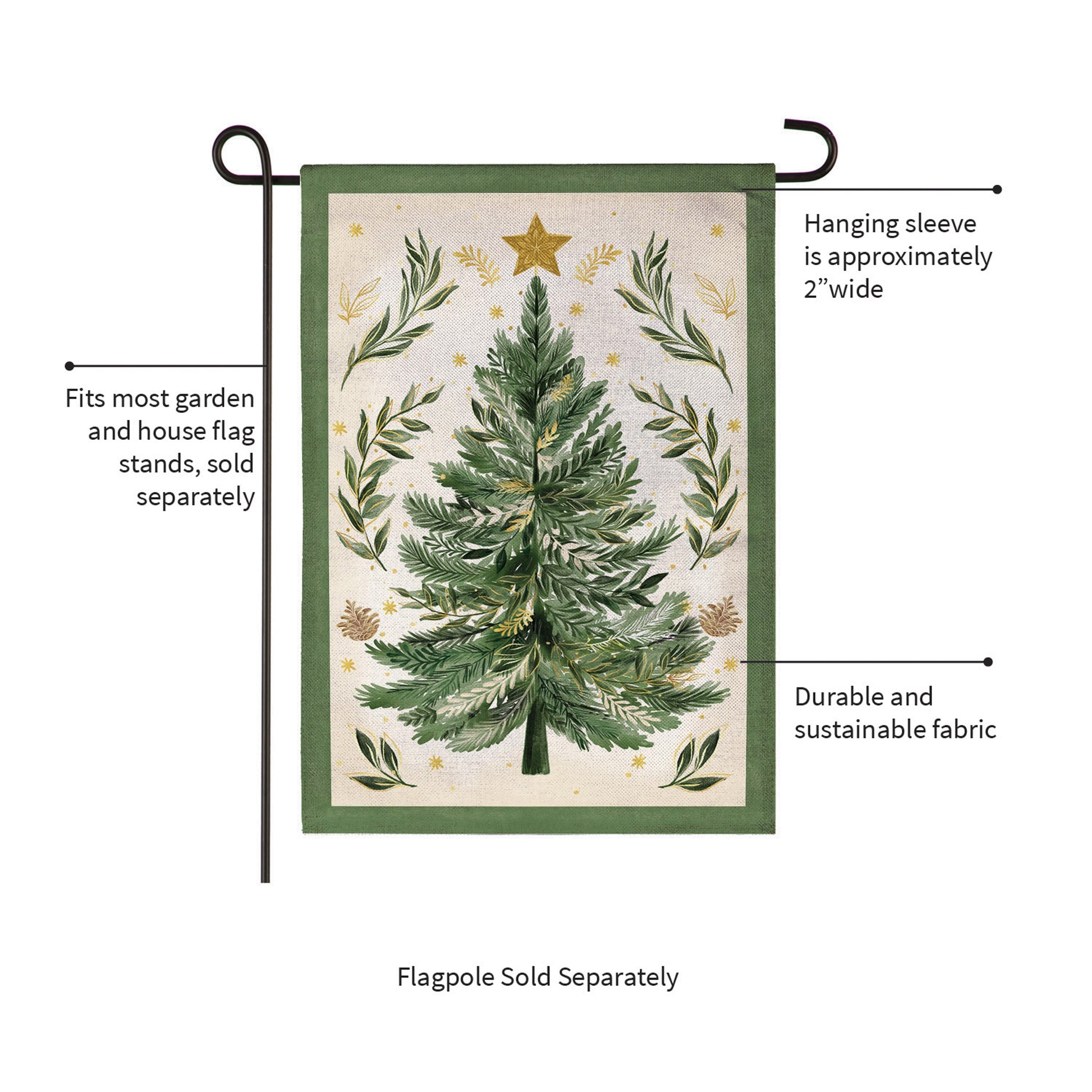 Christmas Tree With Acorn Burlap Garden Flag - Tampa Home & Garden Store