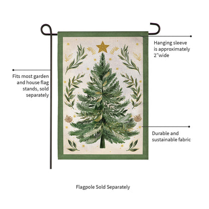 Christmas Tree With Acorn Burlap Garden Flag - Tampa Home & Garden Store