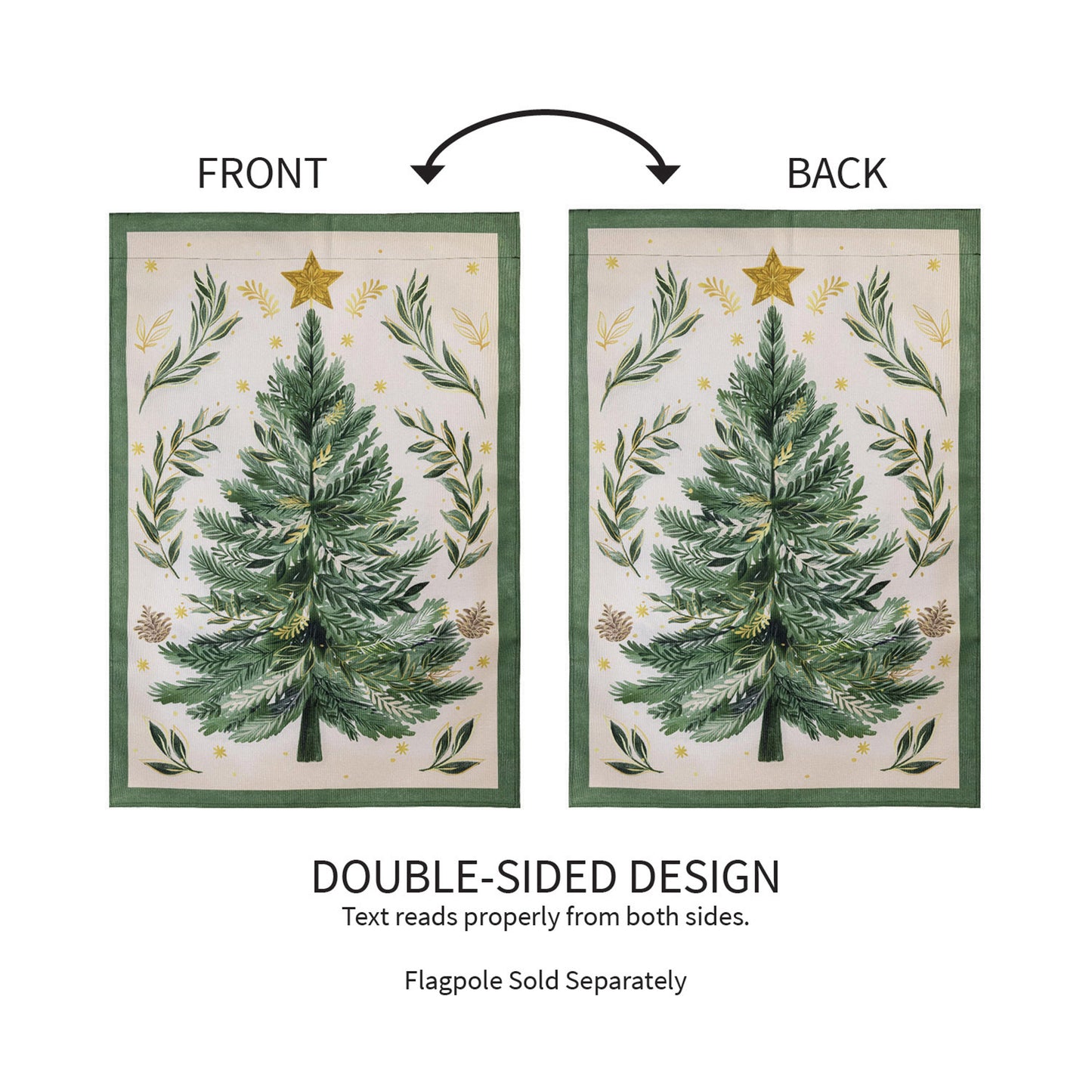 Christmas Tree With Acorn Burlap House Flag - Tampa Home & Garden Store