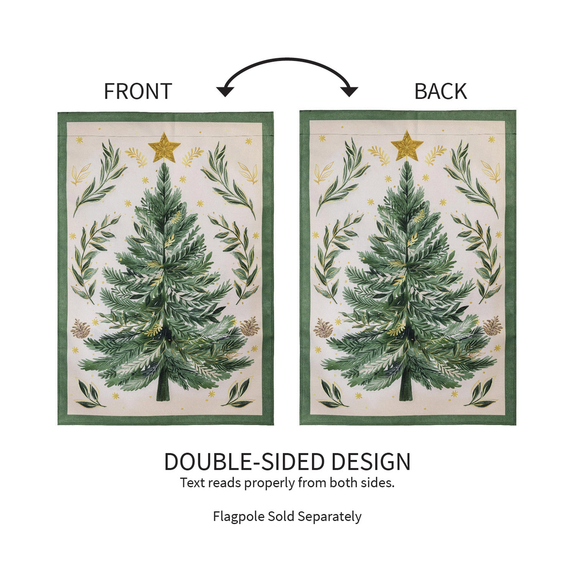 Christmas Tree With Acorn Burlap House Flag - Tampa Home & Garden Store