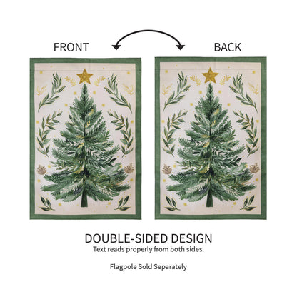 Christmas Tree With Acorn Burlap House Flag - Tampa Home & Garden Store