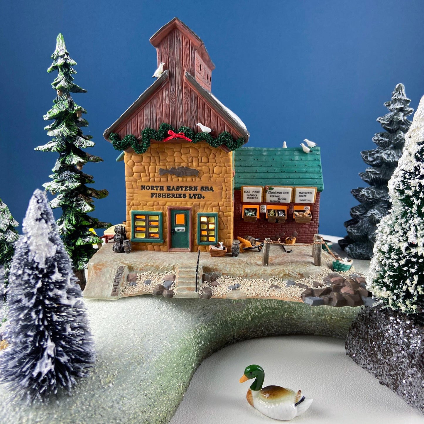 Christmas Village 2 Bldg. Complex North Eastern Sea Fisheries.  Illuminated Porcelain Houses. Incredible Hand Painted Detail by Dept. 56. - Tampa Home & Garden Store