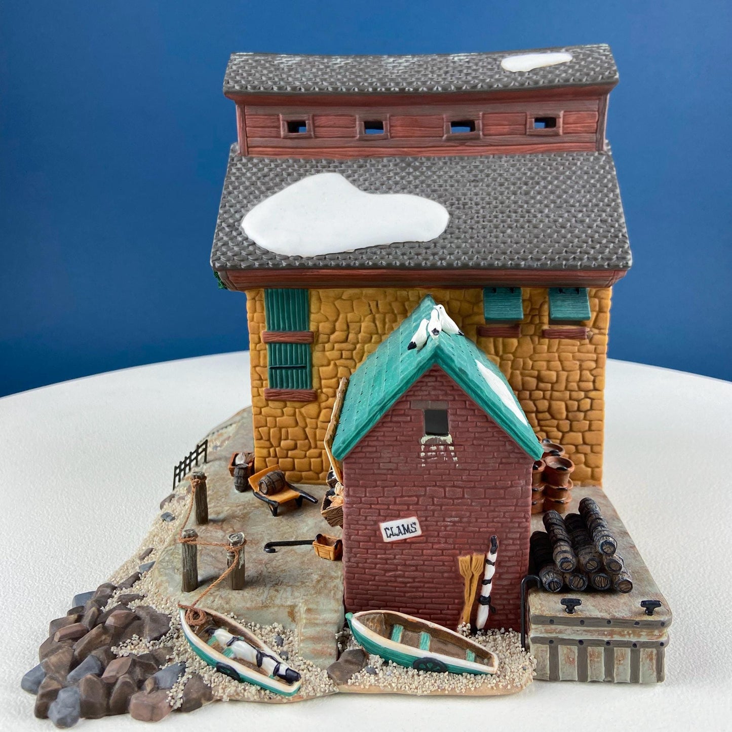Christmas Village 2 Bldg. Complex North Eastern Sea Fisheries.  Illuminated Porcelain Houses. Incredible Hand Painted Detail by Dept. 56. - Tampa Home & Garden Store