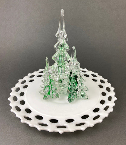Christmas Village Accessories.  Dressed Christmas Trees by Nikko, Korea. Girl Figurine by Lefton.   Set of Two Trees and Little Girl. - Tampa Home & Garden Store