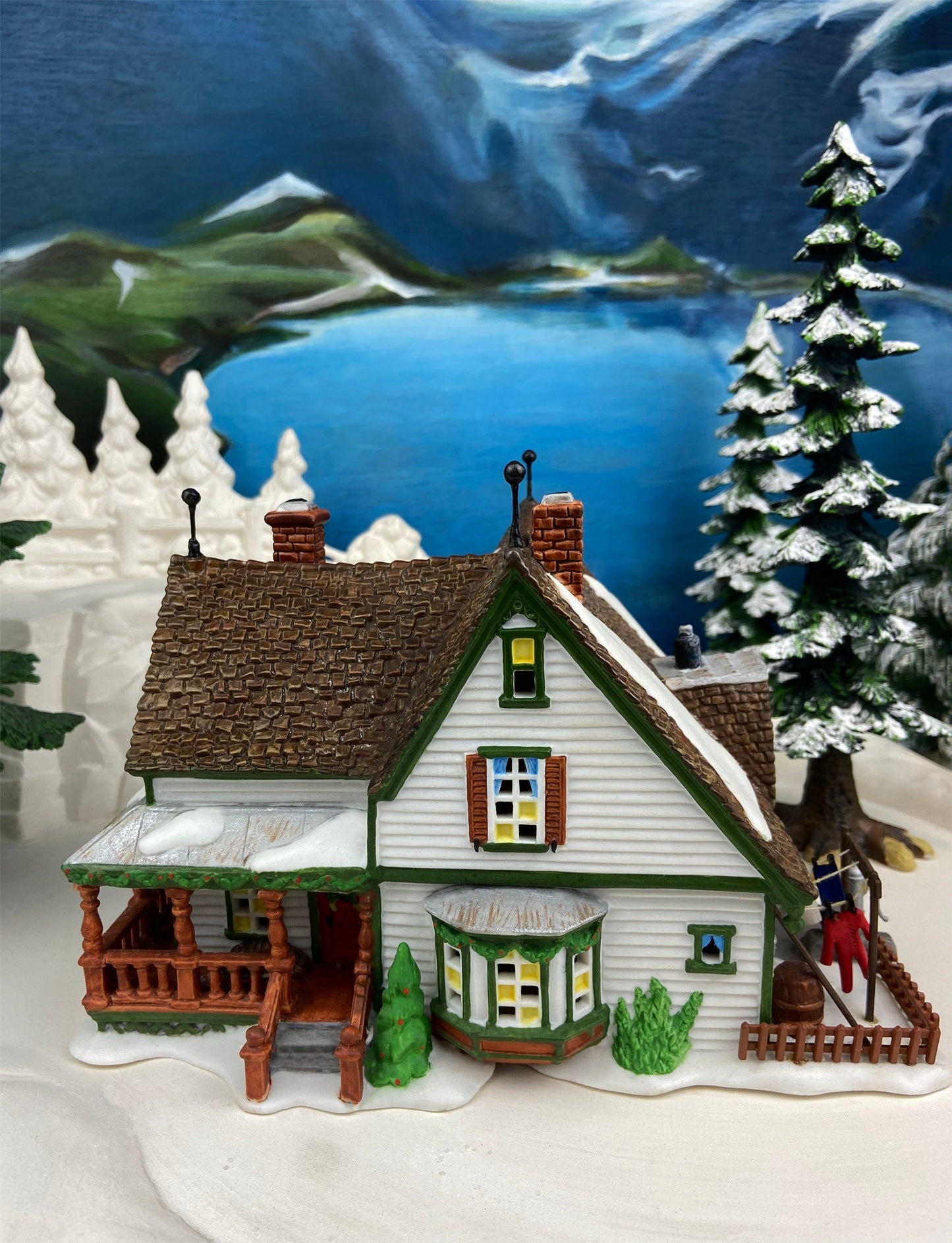 Christmas Village Accessories by Department 56.  Illuminated Harper's Farmhouse. New England Village Series. - Tampa Home & Garden Store