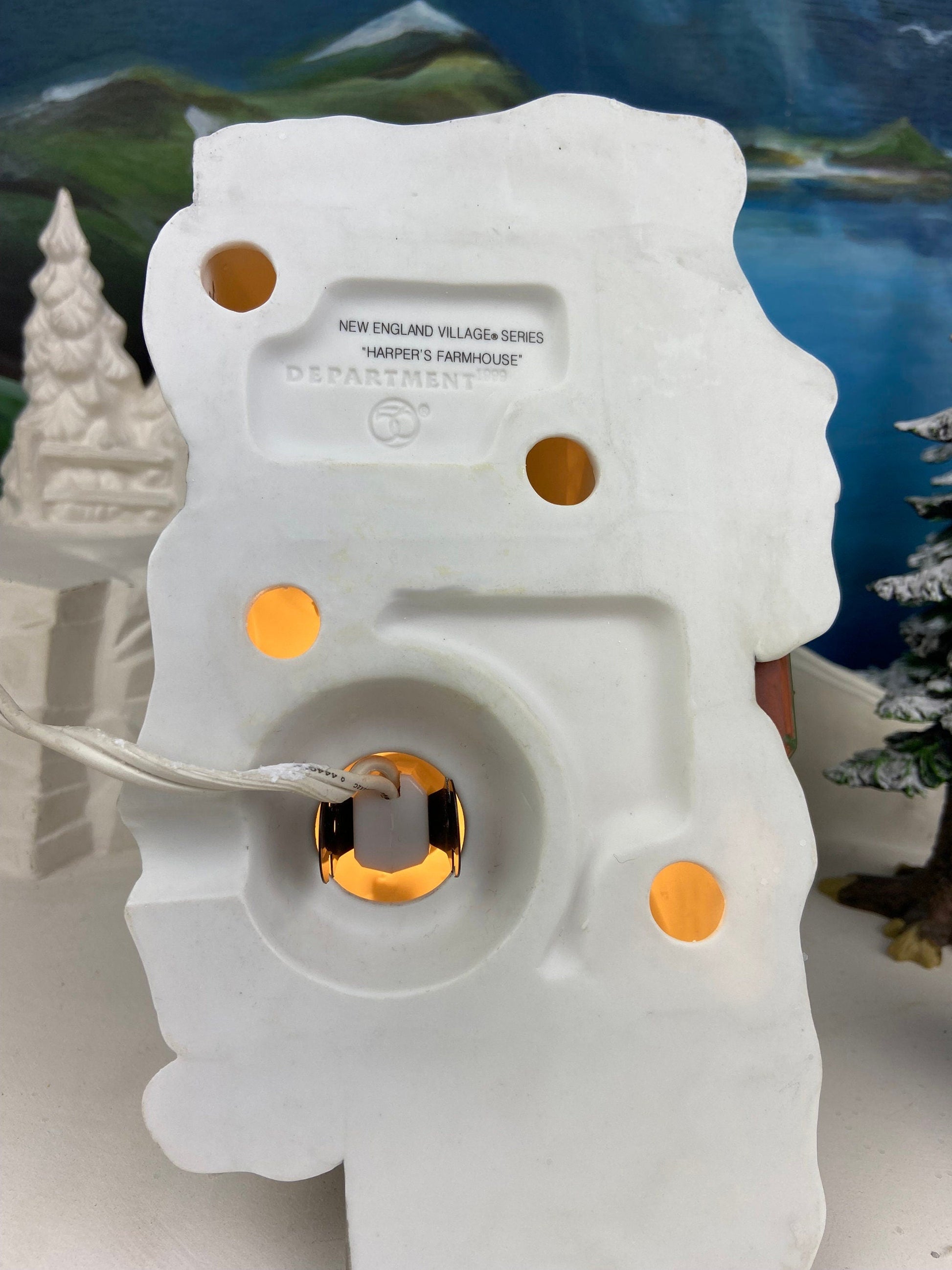 Christmas Village Accessories by Department 56.  Illuminated Harper's Farmhouse. New England Village Series. - Tampa Home & Garden Store