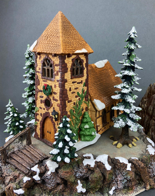 Christmas Village Accessories by Department 56.  Illuminated Village Church.  Dickens Village Series. - Tampa Home & Garden Store