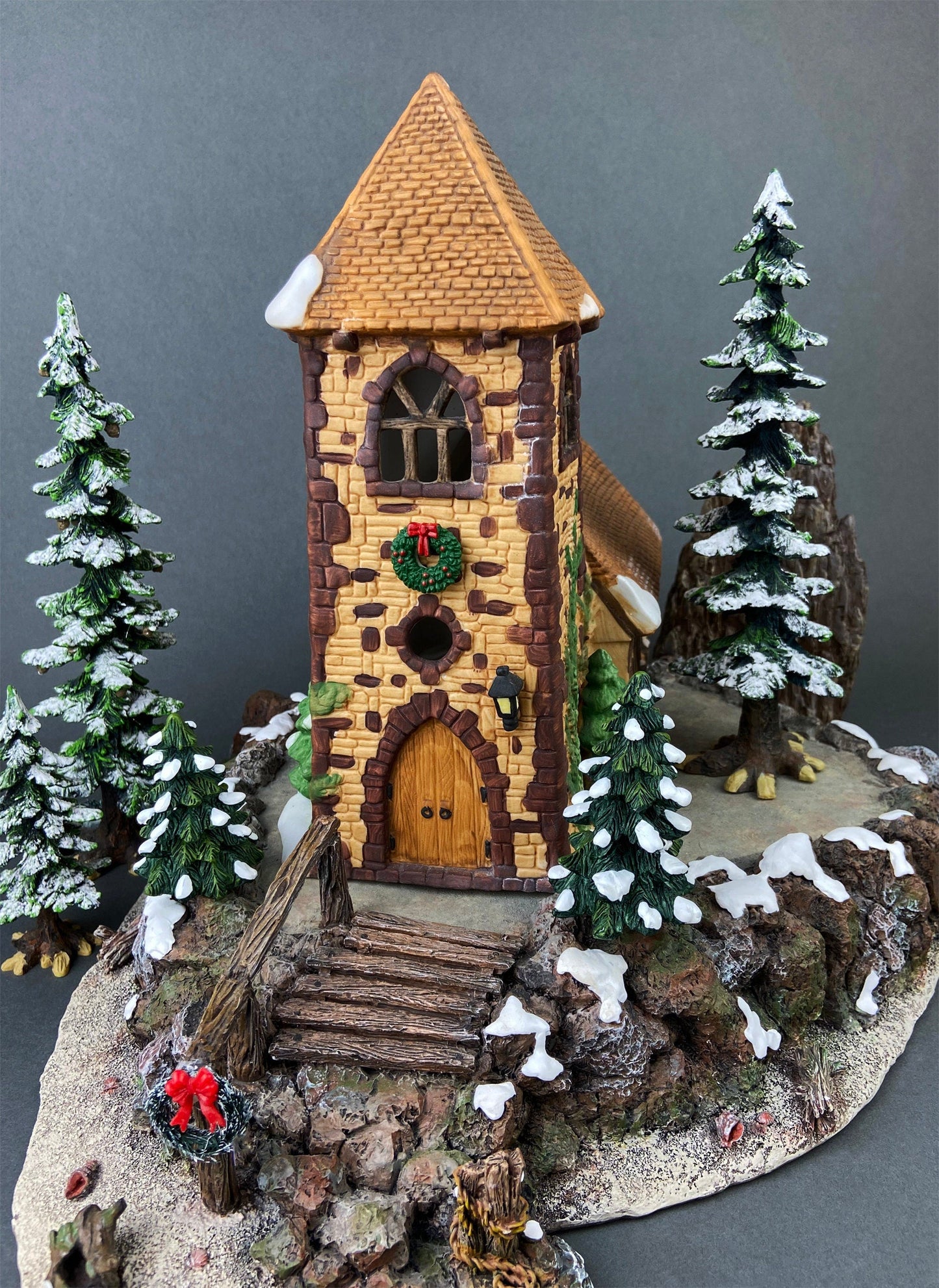 Christmas Village Accessories by Department 56.  Illuminated Village Church.  Dickens Village Series. - Tampa Home & Garden Store