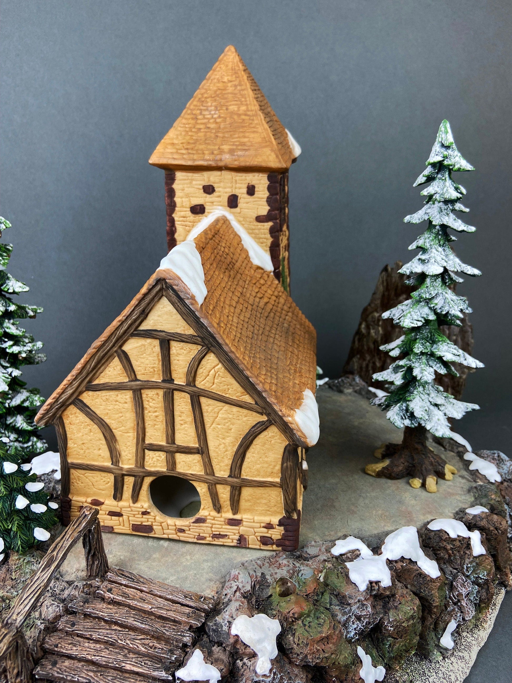 Christmas Village Accessories by Department 56.  Illuminated Village Church.  Dickens Village Series. - Tampa Home & Garden Store