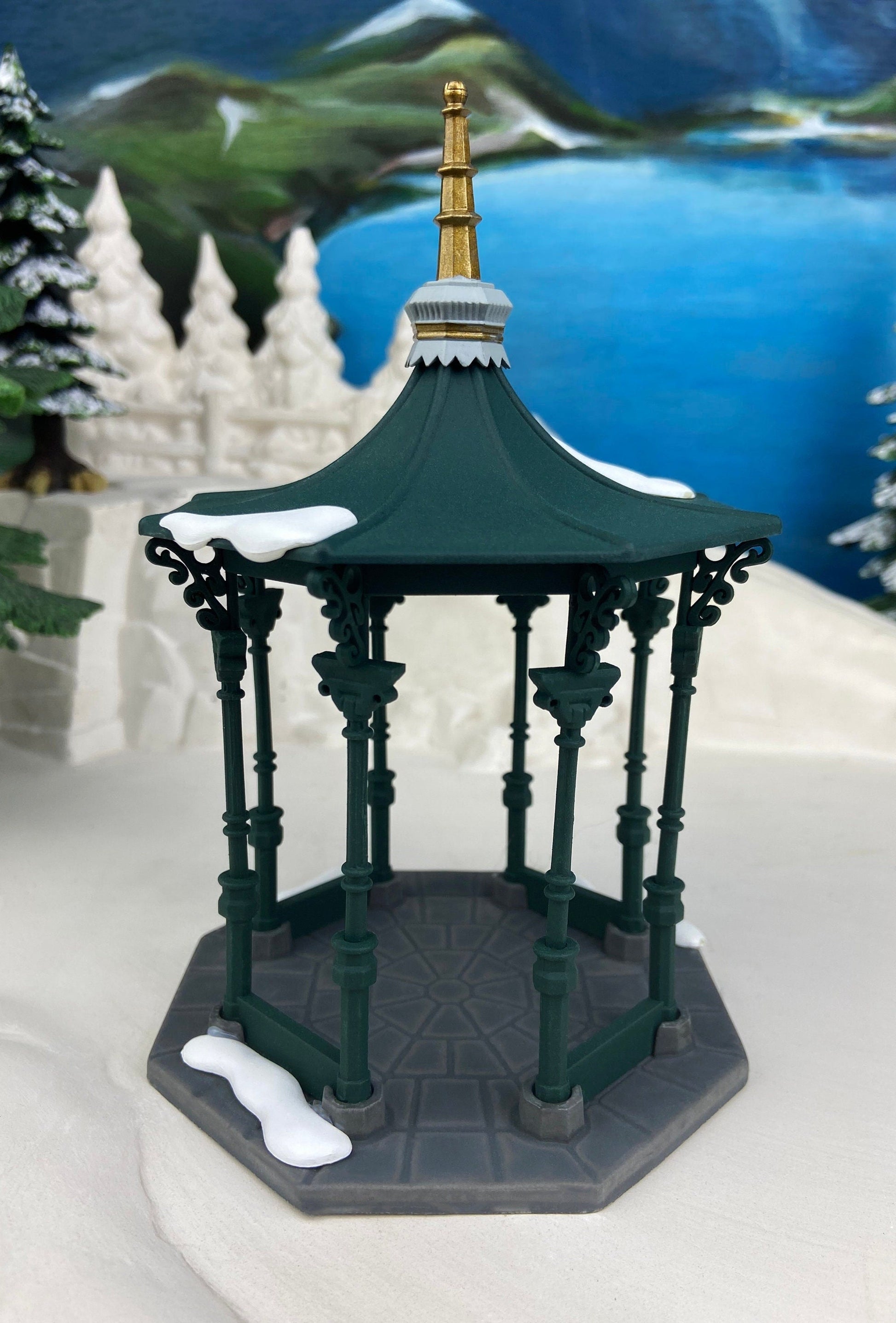 Christmas Village Accessories by Department 56.  Town Square Gazebo with Intricate Detail. - Tampa Home & Garden Store