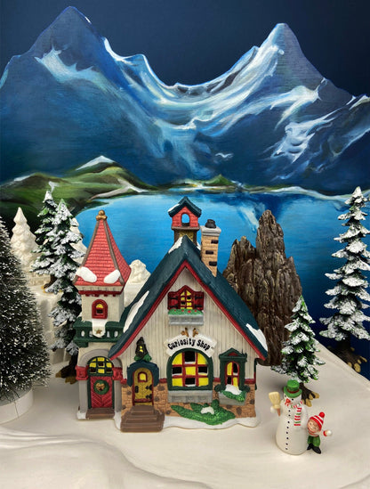 Christmas Village Accessories by O'Well. Illuminated Curiosity Shop.  Porcelain Lighted House. - Tampa Home & Garden Store