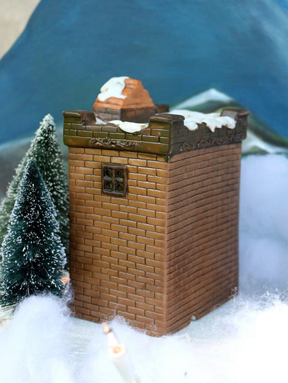 Christmas Village Bank with Lights - Hand made & Painted Holiday Decoration - Tampa Home & Garden Store