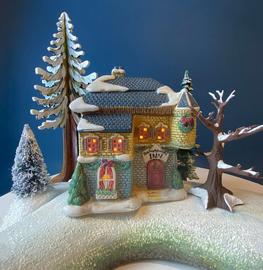 Christmas Village Fortynicks Inn. Illuminated Porcelain Hand Painted Building. Alternative Holiday Decoration. Home or Retail Display. - Tampa Home & Garden Store