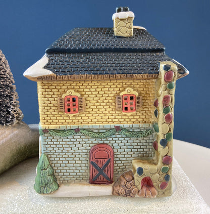 Christmas Village Fortynicks Inn. Illuminated Porcelain Hand Painted Building. Alternative Holiday Decoration. Home or Retail Display. - Tampa Home & Garden Store