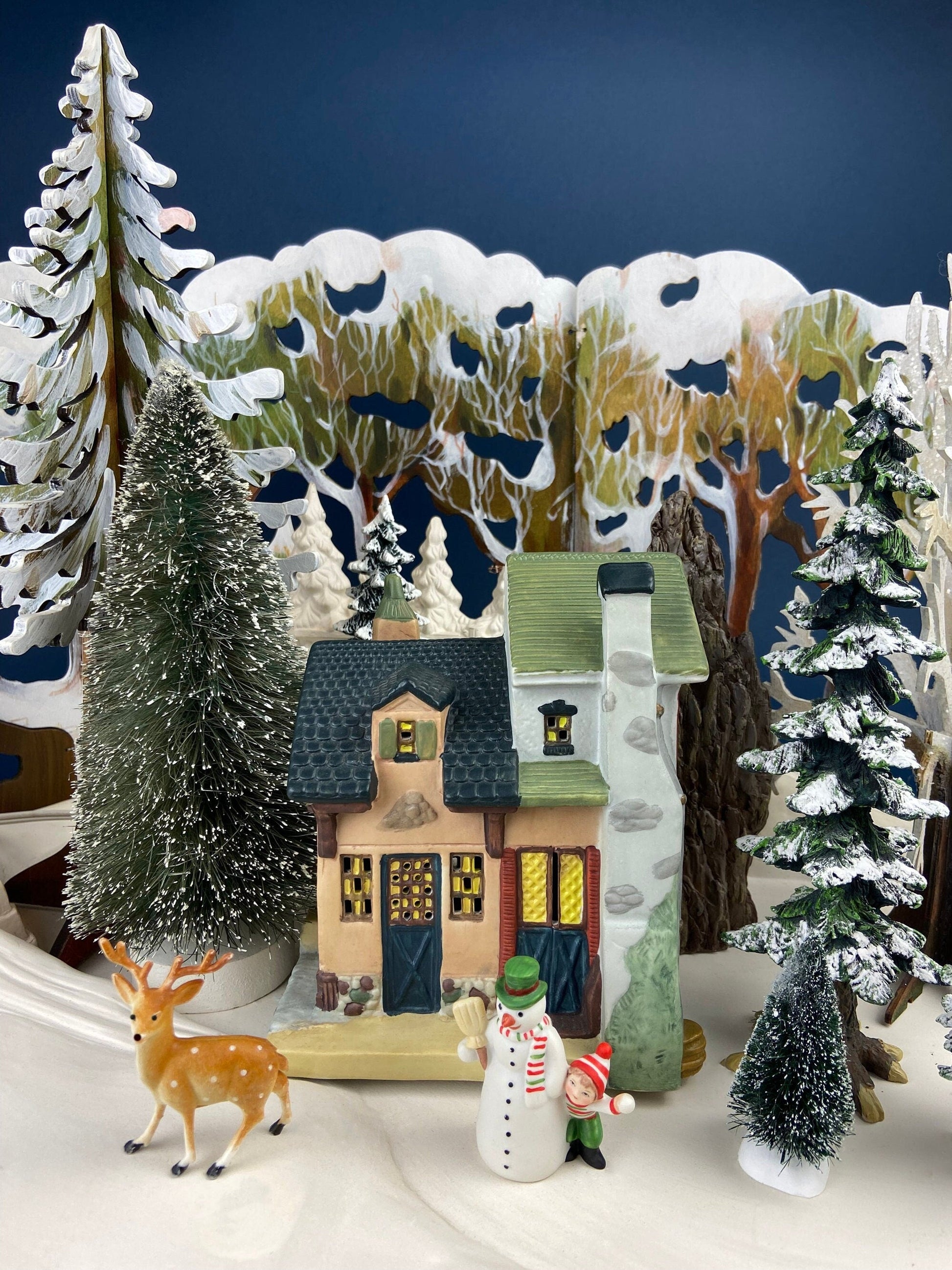 Christmas Village "Martin House" First Edition by Santa's Best. Illuminated Our Town Porcelain Collectable. Holiday Decor. - Tampa Home & Garden Store