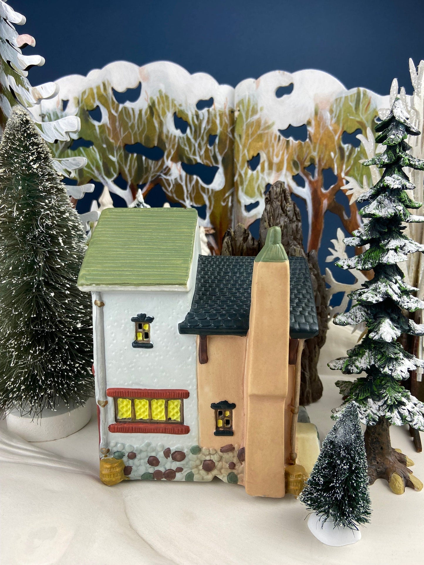 Christmas Village "Martin House" First Edition by Santa's Best. Illuminated Our Town Porcelain Collectable. Holiday Decor. - Tampa Home & Garden Store