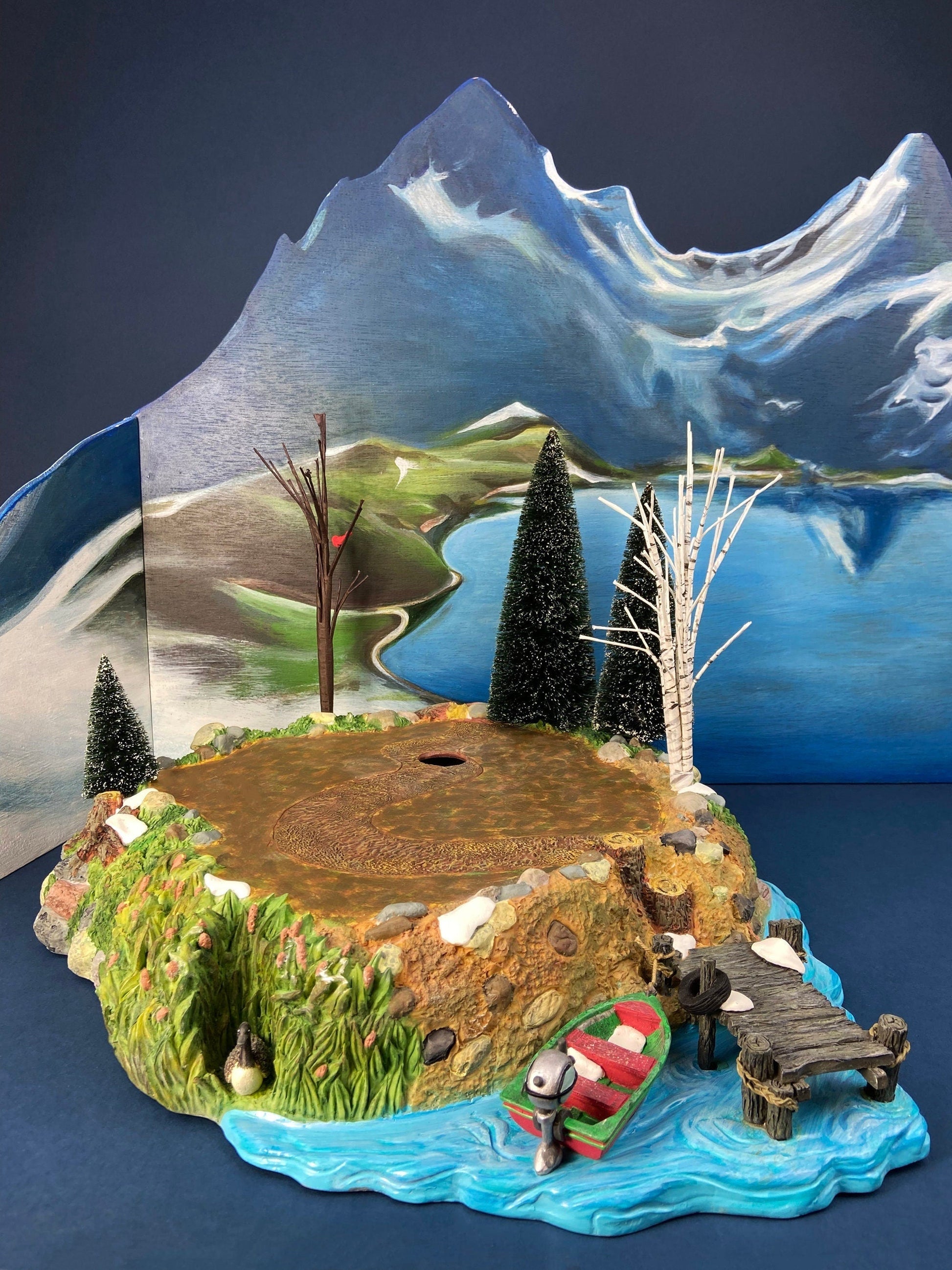 Christmas Village Platform by Department 56. Sounds of the North Woods. Christmas Village Accessories: Platform, 2 Pines, and 2 Naked Trees - Tampa Home & Garden Store