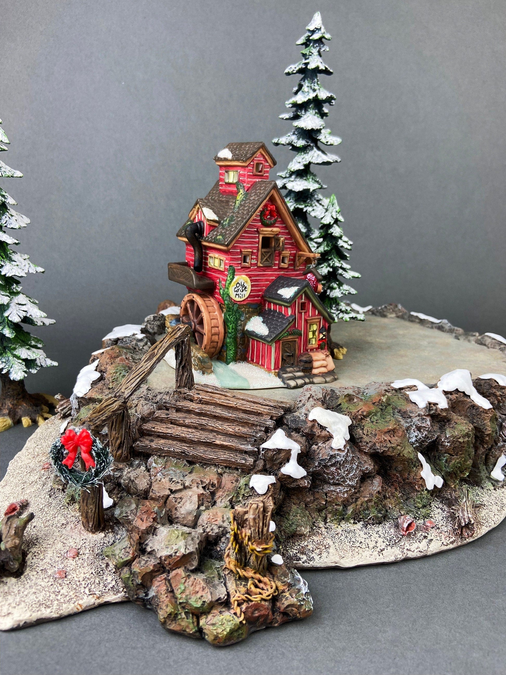 Christmas Village Platform by Department 56. Sounds of the North Woods. Christmas Village Accessories: Platform, 2 Pines, and 2 Naked Trees - Tampa Home & Garden Store