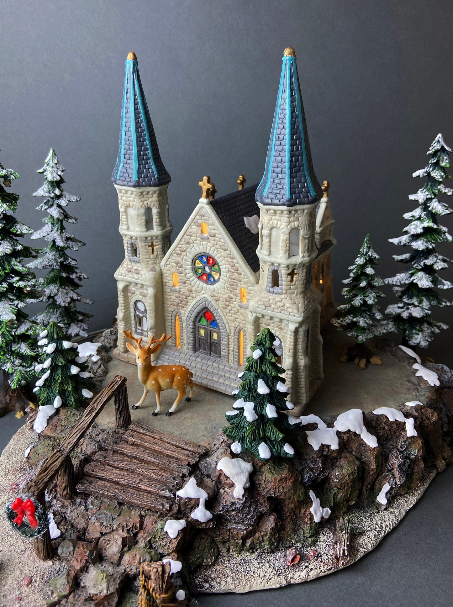 Christmas Village Platform by Department 56. Sounds of the North Woods. Christmas Village Accessories: Platform, 2 Pines, and 2 Naked Trees - Tampa Home & Garden Store