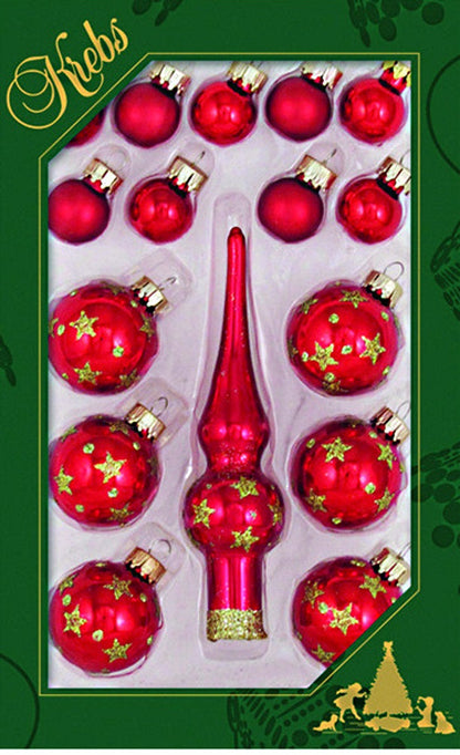 Christmas by Krebs Mini Trimsets with Topper - Red - Tampa Home & Garden Store