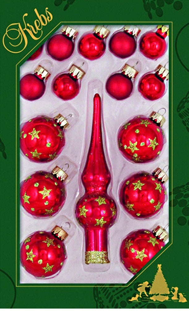 Christmas by Krebs Mini Trimsets with Topper - Red - Tampa Home & Garden Store