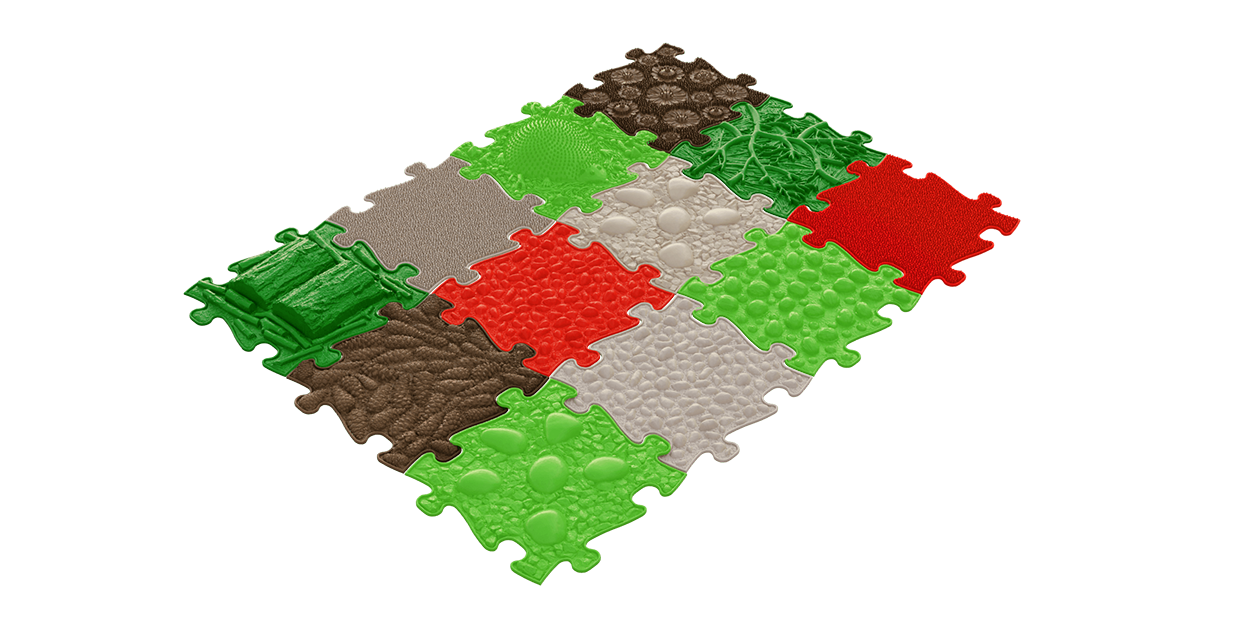 Sensory Gift Set for Kids interlocking play mats with textured bubbles and pebbles in green brown on Tampa Home & Garden Store