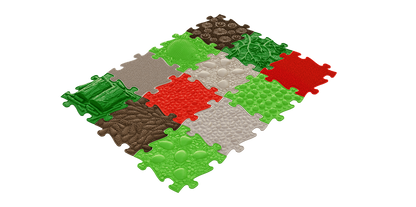 Sensory Gift Set for Kids interlocking play mats with textured bubbles and pebbles in green brown on Tampa Home & Garden Store