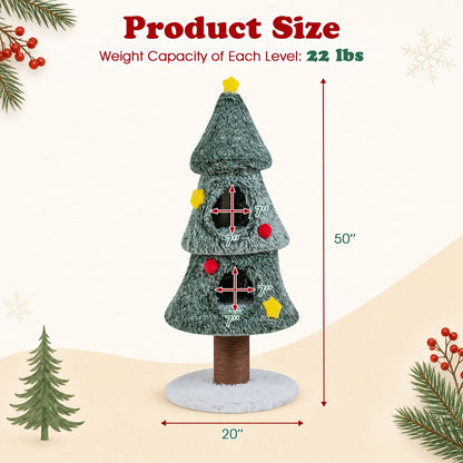 Christmas Cat Tree by DirectDeals, green plush with 2 condos and scratching post on Tampa Home & Garden Store
