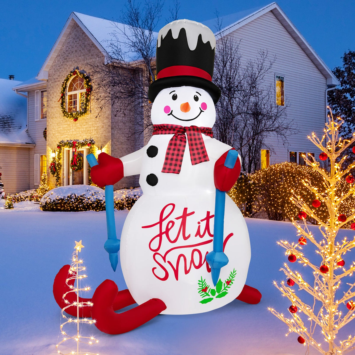 Inflatable Christmas snowman with LED lights built in sandbag, red scarf by DirectDeals on Tampa Home & Garden Store
