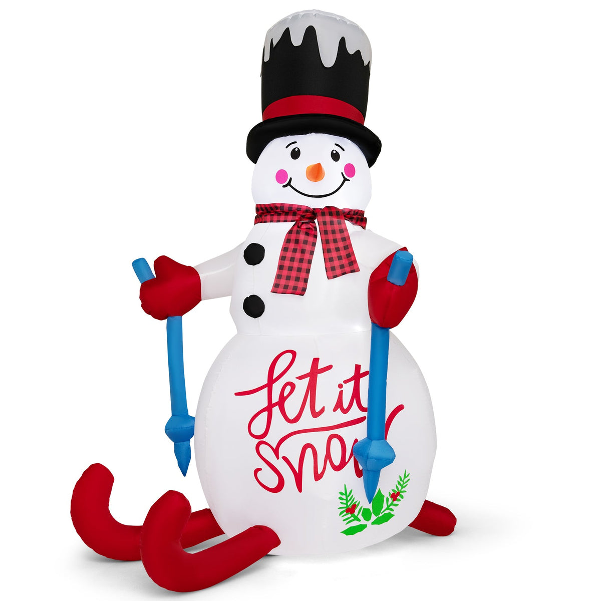 Inflatable snowman with LED lights, built-in sandbag, red plaid scarf DirectDeals on Tampa Home & Garden Store