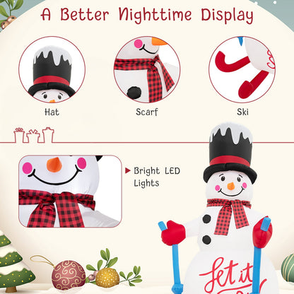 Inflatable snowman decoration with LED lights, red scarf, built-in sandbag DirectDeals on Tampa Home & Garden Store