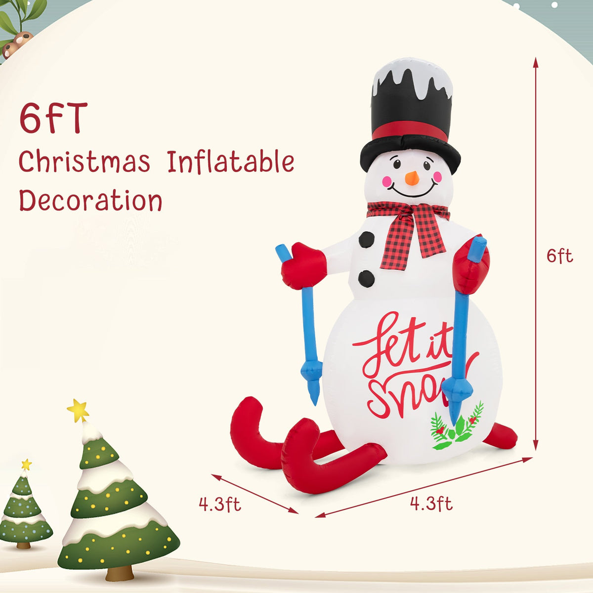 6 ft Christmas Inflatable Snowman by DirectDeals with LED lights and built-in sandbag on Tampa Home & Garden Store