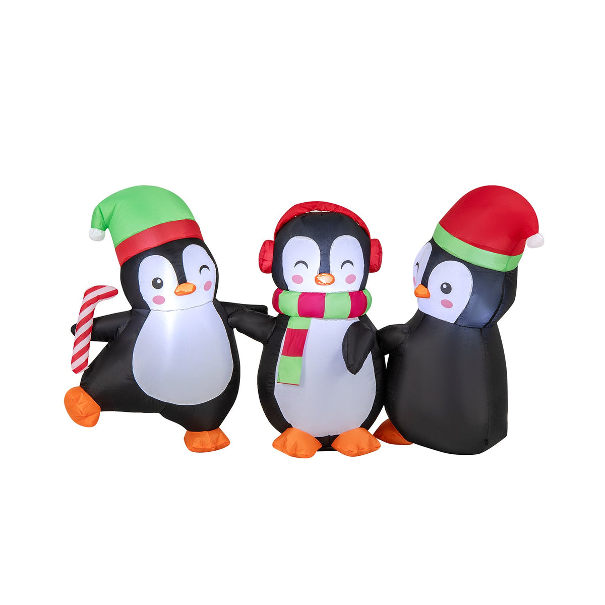Christmas Inflatable Penguins family with LED lights, hats and scarf on Tampa Home & Garden Store