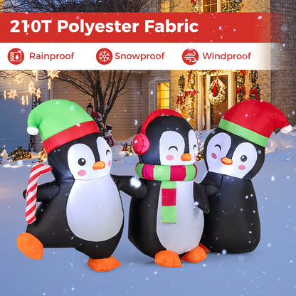 Christmas Inflatable Penguins Family with LED Lights, 3 penguins in hats DirectDeals on Tampa Home & Garden Store
