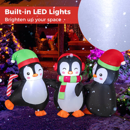 Christmas Inflatable Penguins with Built-in LED Lights by DirectDeals, three penguins in hats on Tampa Home & Garden Store