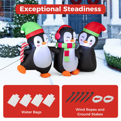 DirectDeals Christmas inflatable penguins family with LED lights on snowy front yard trio on Tampa Home & Garden Store